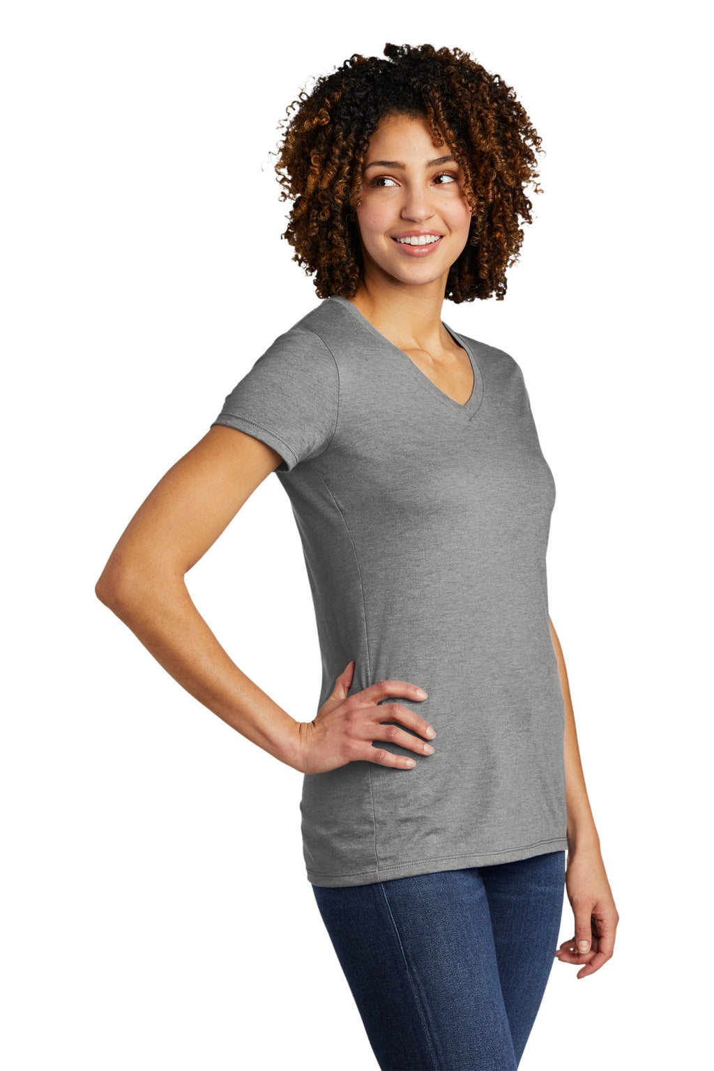 Aluminum Grey Allmade Women's Tri-Blend V-Neck Tee AL2018