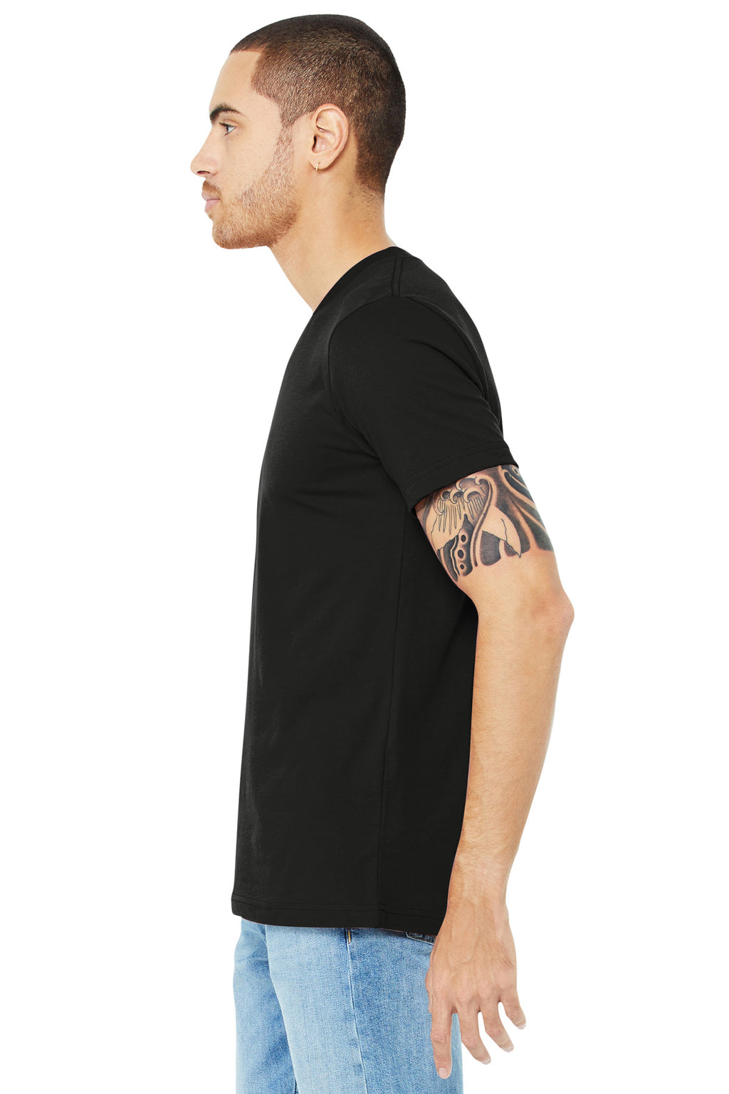 Black BELLA+CANVAS Unisex Jersey Short Sleeve V-Neck Tee. BC3005