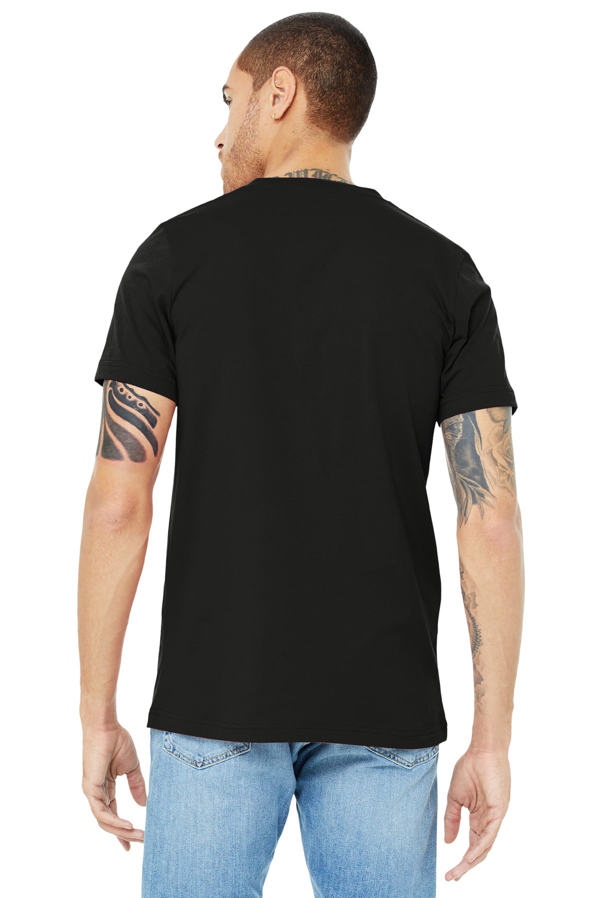 Black BELLA+CANVAS Unisex Jersey Short Sleeve V-Neck Tee. BC3005