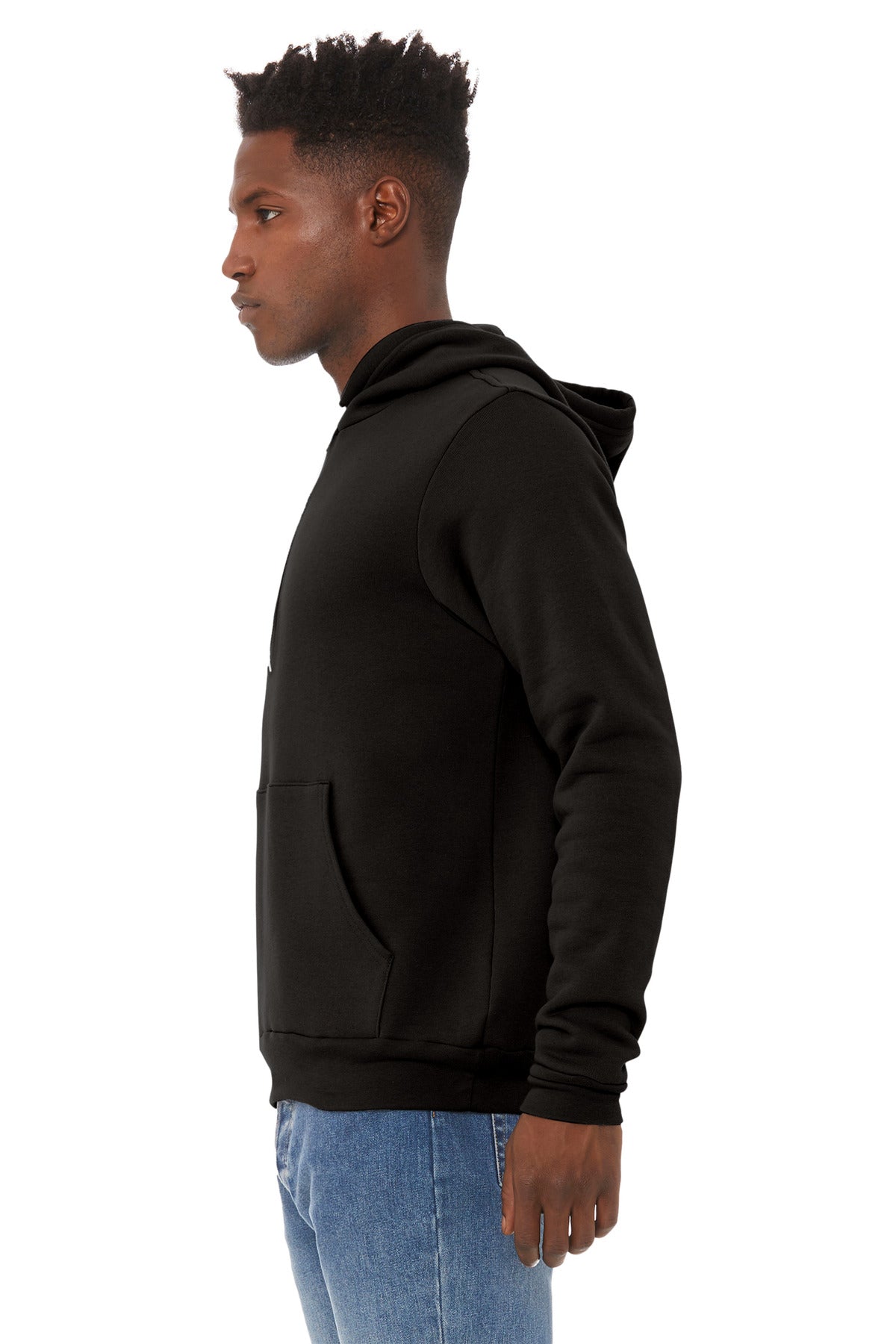 Black BELLA+CANVAS Unisex Sponge Fleece Pullover Hoodie. BC3719