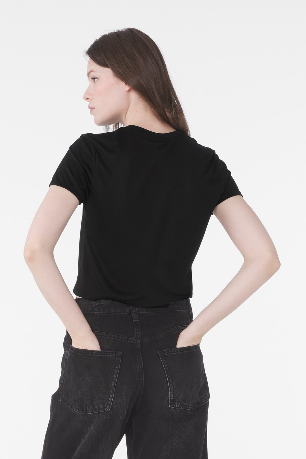 Black BELLA+CANVAS Women's Flowy Cropped Tee BC8882
