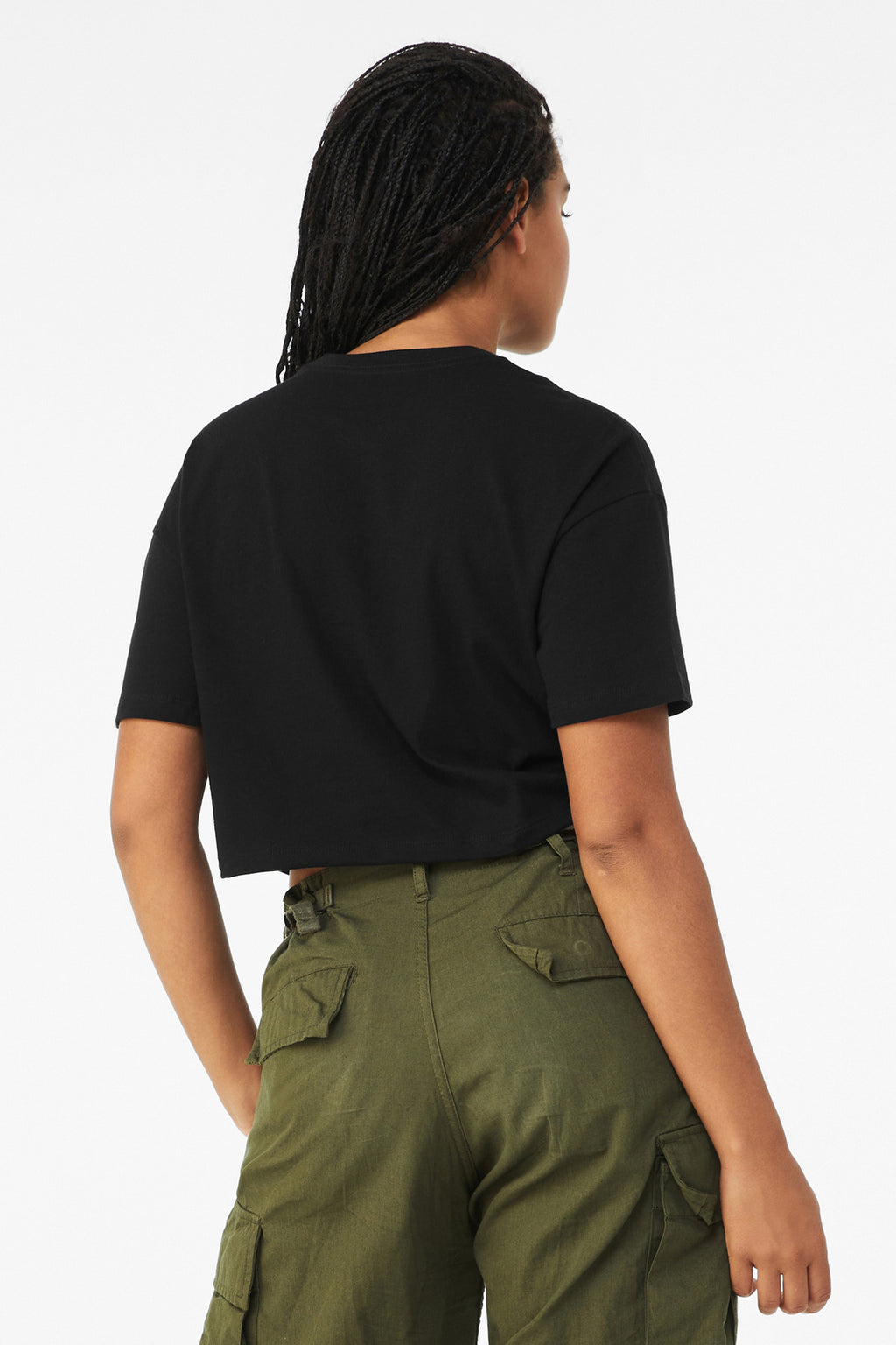 Black BELLA+CANVAS Women's Jersey Crop Tee BC6482