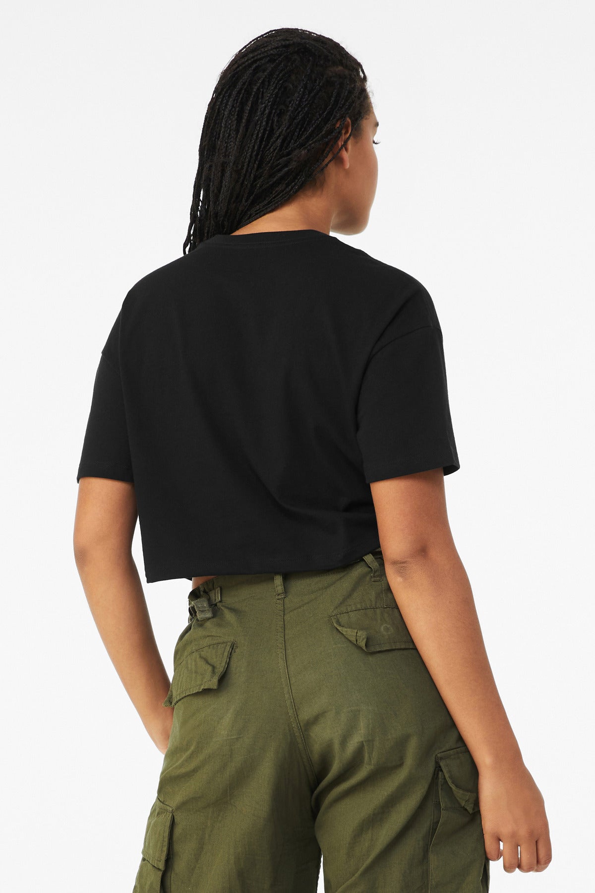 Black BELLA+CANVAS Women's Jersey Crop Tee BC6482