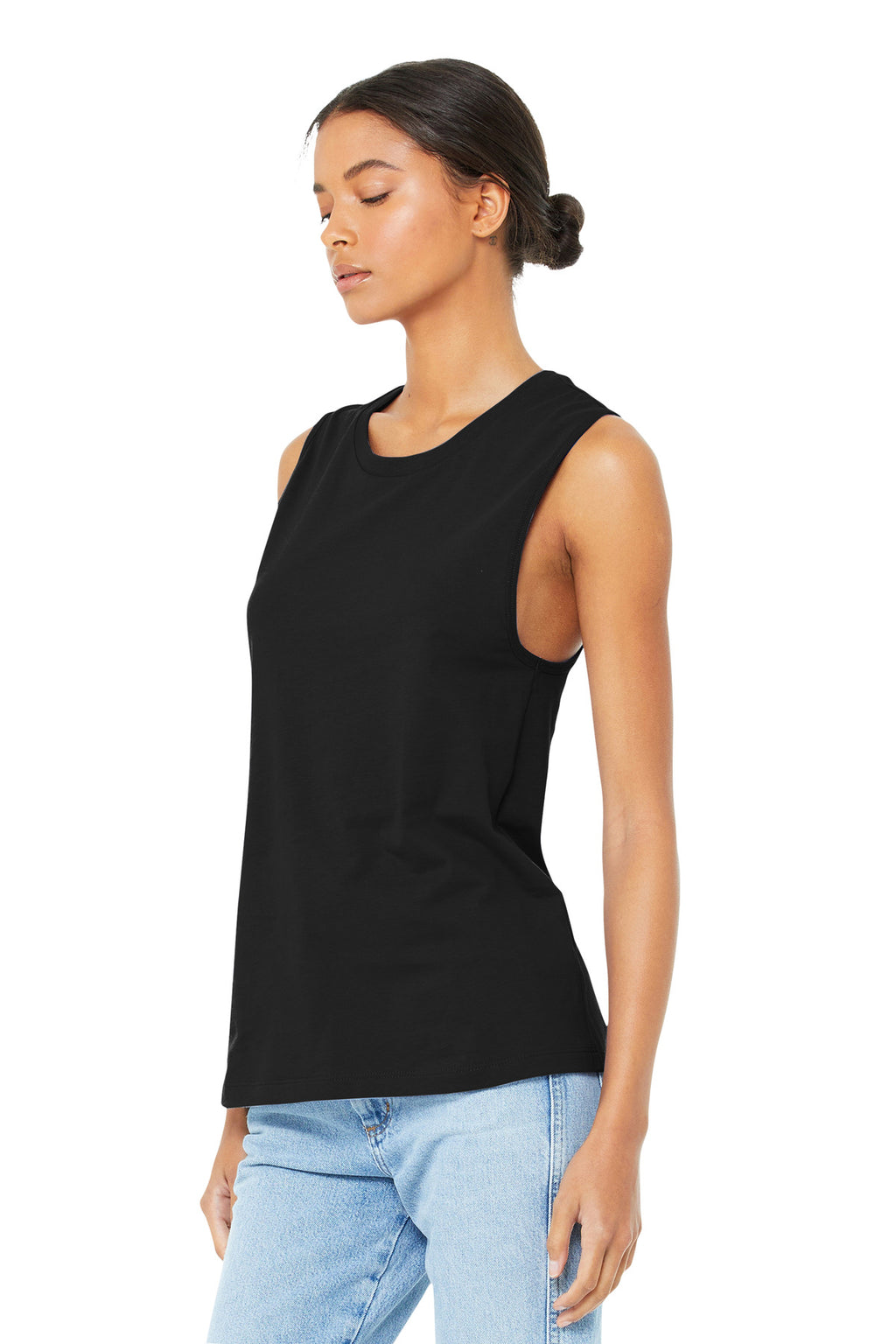Black BELLA+CANVAS Women's Jersey Muscle Tank. BC6003