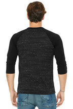 Blck Marb/Blk BELLA+CANVAS Unisex 3/4-Sleeve Baseball Tee. BC3200