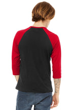 Blck/Red BELLA+CANVAS Unisex 3/4-Sleeve Baseball Tee. BC3200