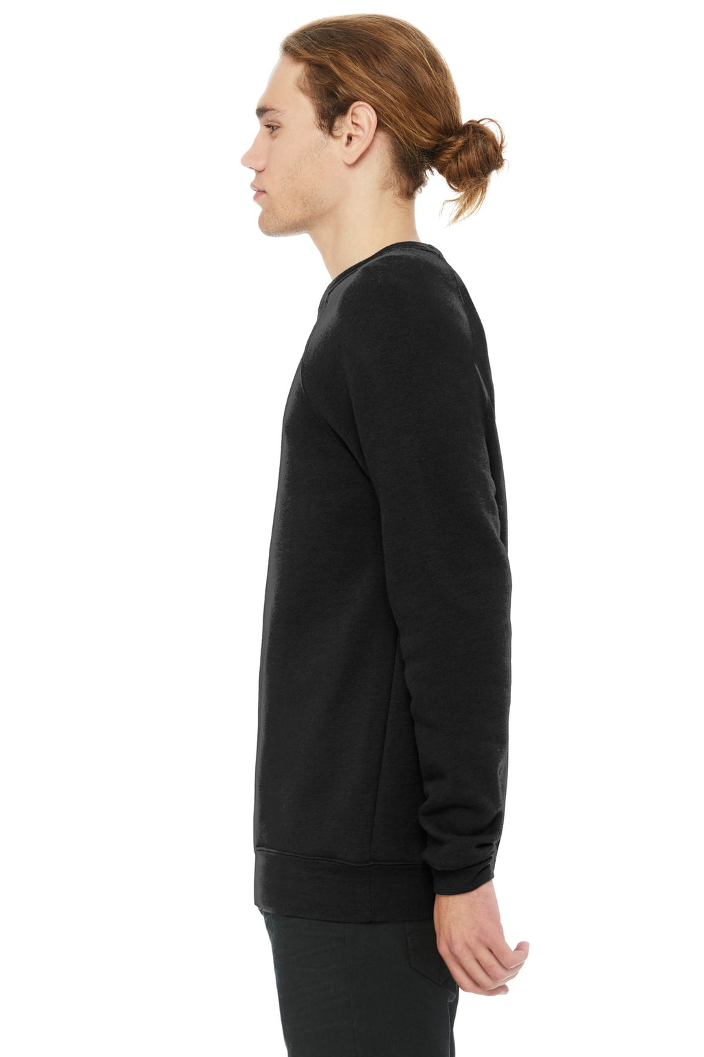 Blk Poly-Cttn BELLA+CANVAS Unisex Sponge Fleece Raglan Sweatshirt. BC3901