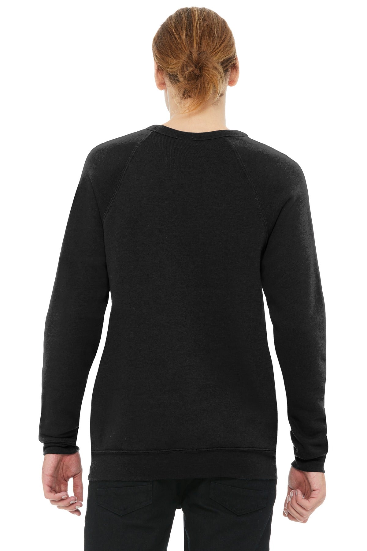 Blk Poly-Cttn BELLA+CANVAS Unisex Sponge Fleece Raglan Sweatshirt. BC3901