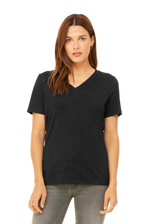 BlkHthr BELLA+CANVAS Women's Relaxed Heather CVC V-Neck Tee BC6405CVC