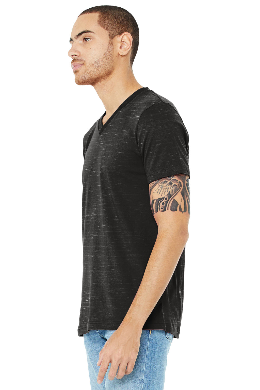 Char Marble BELLA+CANVAS Unisex Jersey Short Sleeve V-Neck Tee. BC3005