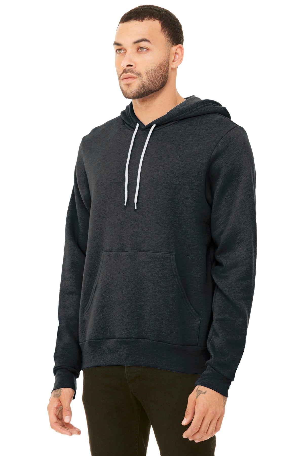 Dark Grey Ht BELLA+CANVAS Unisex Sponge Fleece Pullover Hoodie. BC3719
