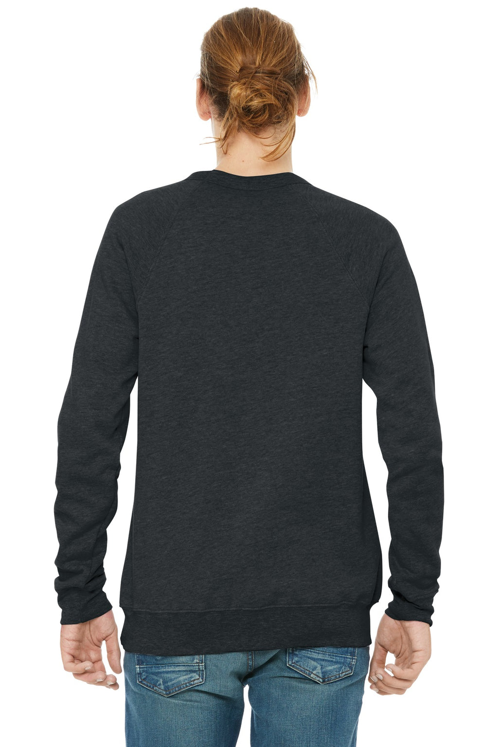 Dark Grey Ht BELLA+CANVAS Unisex Sponge Fleece Raglan Sweatshirt. BC3901