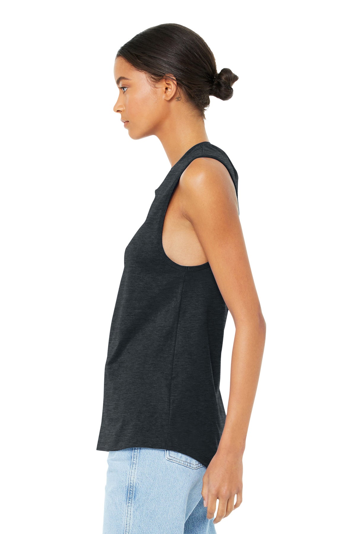 Dark Grey Ht BELLA+CANVAS Women's Jersey Muscle Tank. BC6003