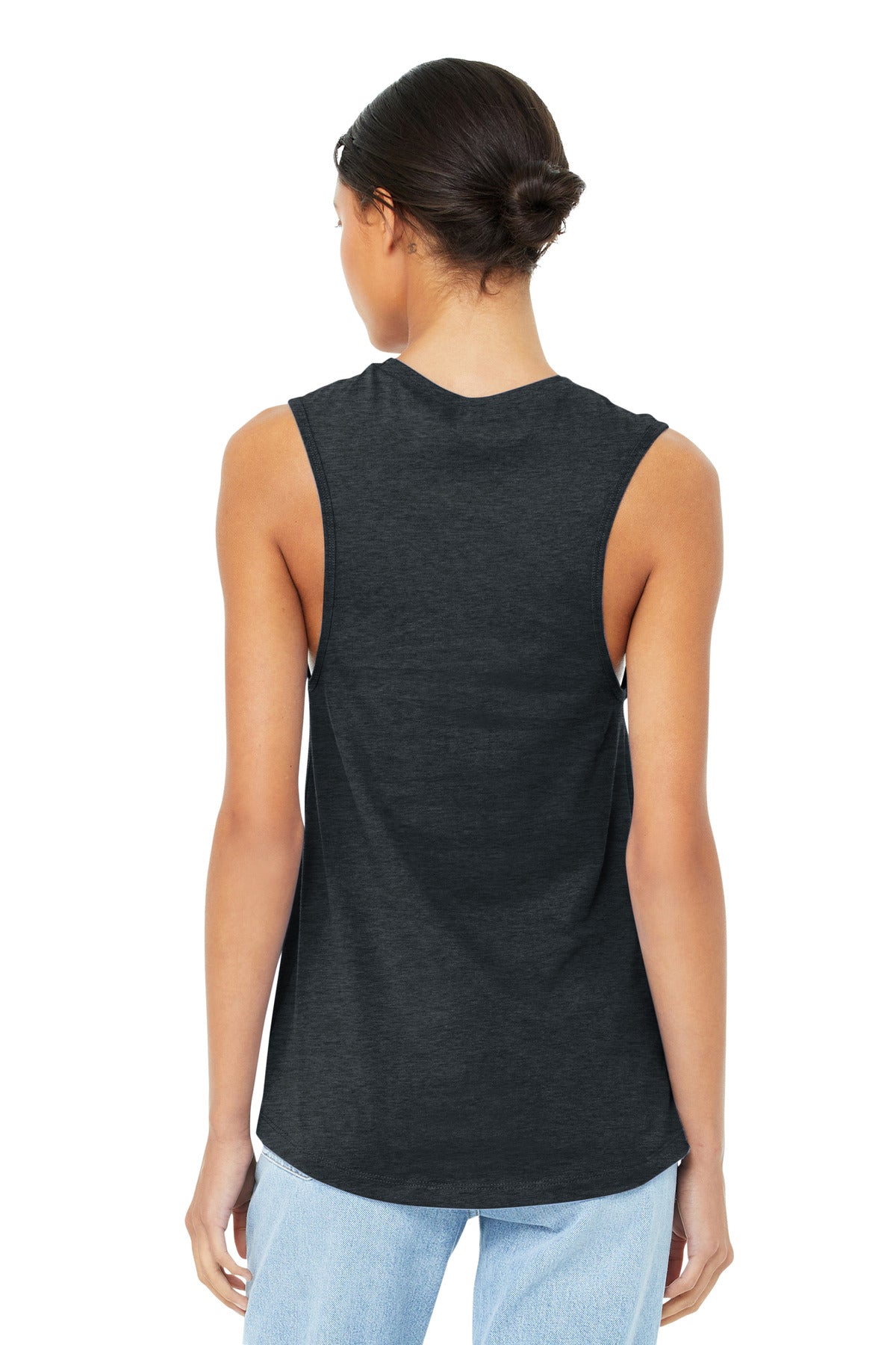 Dark Grey Ht BELLA+CANVAS Women's Jersey Muscle Tank. BC6003