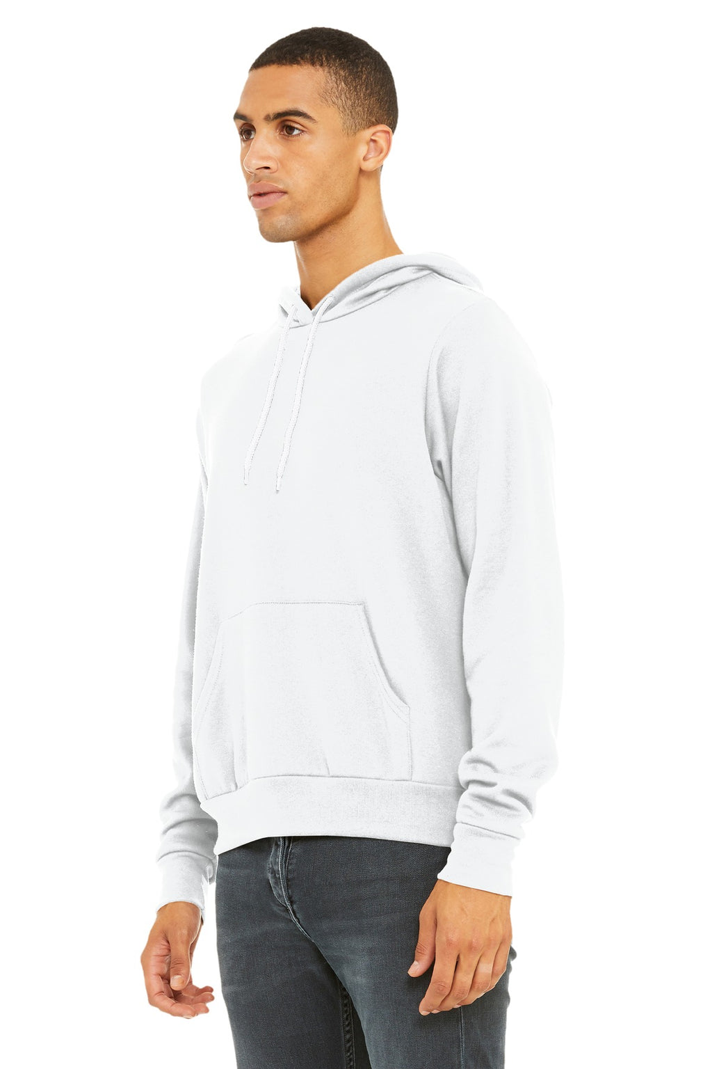 DTG White BELLA+CANVAS Unisex Sponge Fleece Pullover Hoodie. BC3719