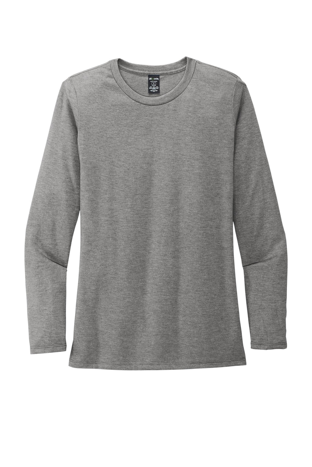 Front View of Aluminum Grey Allmade Women's Tri-Blend Long Sleeve Tee AL6008