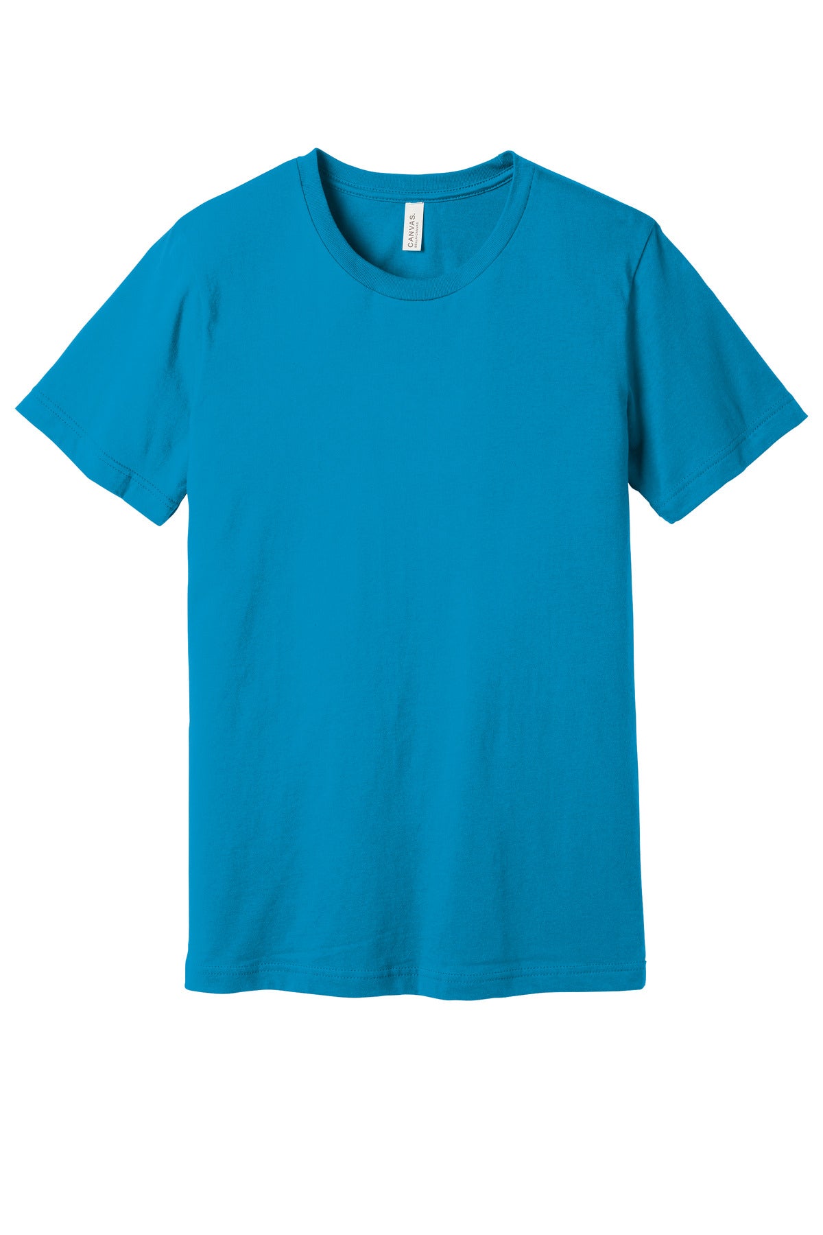 Front View of Aqua BELLA+CANVAS Unisex Jersey Short Sleeve Tee. BC3001