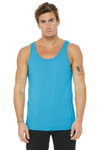 Front View of Aqua TB BELLA+CANVAS Unisex Jersey Tank. BC3480