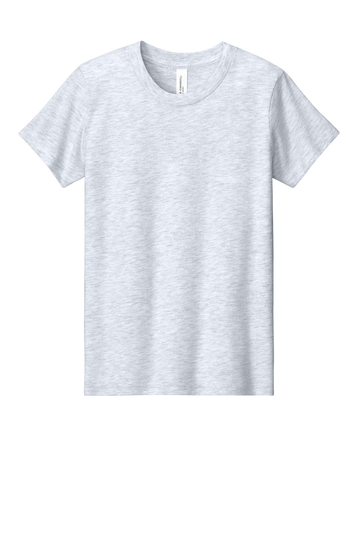 Front View of Ash BELLA+CANVAS Youth Jersey Short Sleeve Tee. BC3001Y