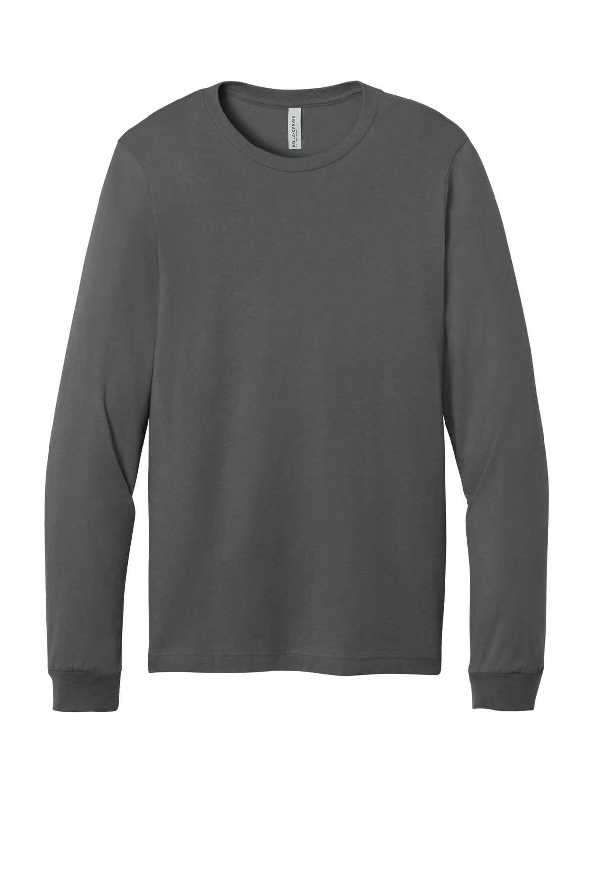 Front View of Asphalt BELLA+CANVAS Unisex Jersey Long Sleeve Tee. BC3501