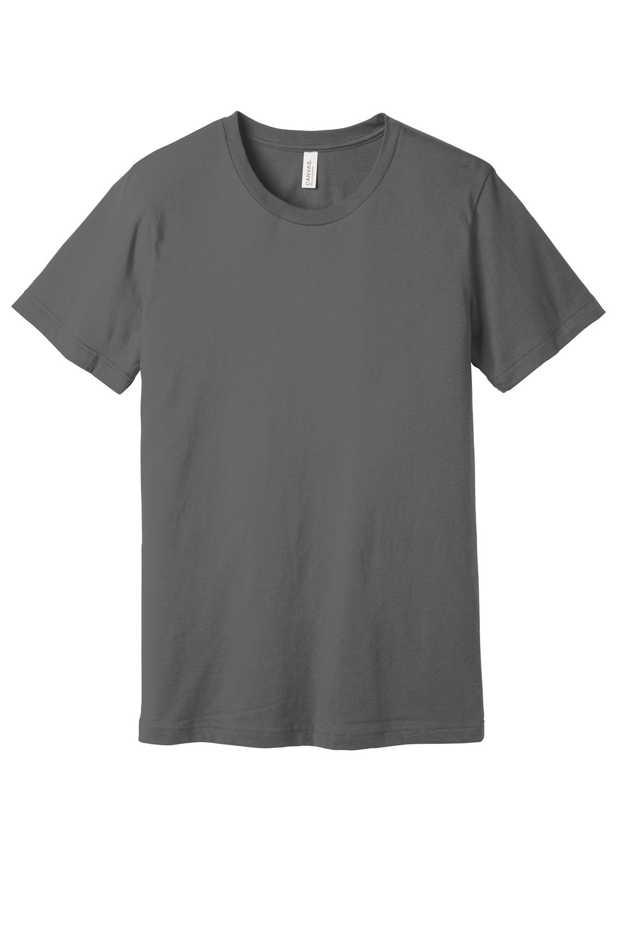 Front View of Asphalt BELLA+CANVAS Unisex Jersey Short Sleeve Tee. BC3001
