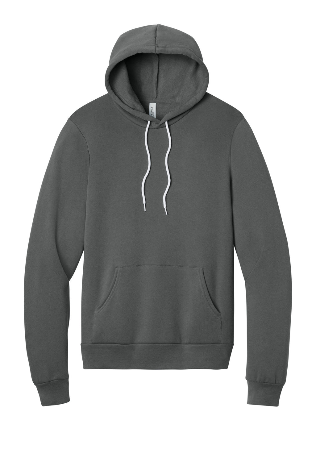 Front View of Asphalt BELLA+CANVAS Unisex Sponge Fleece Pullover Hoodie. BC3719