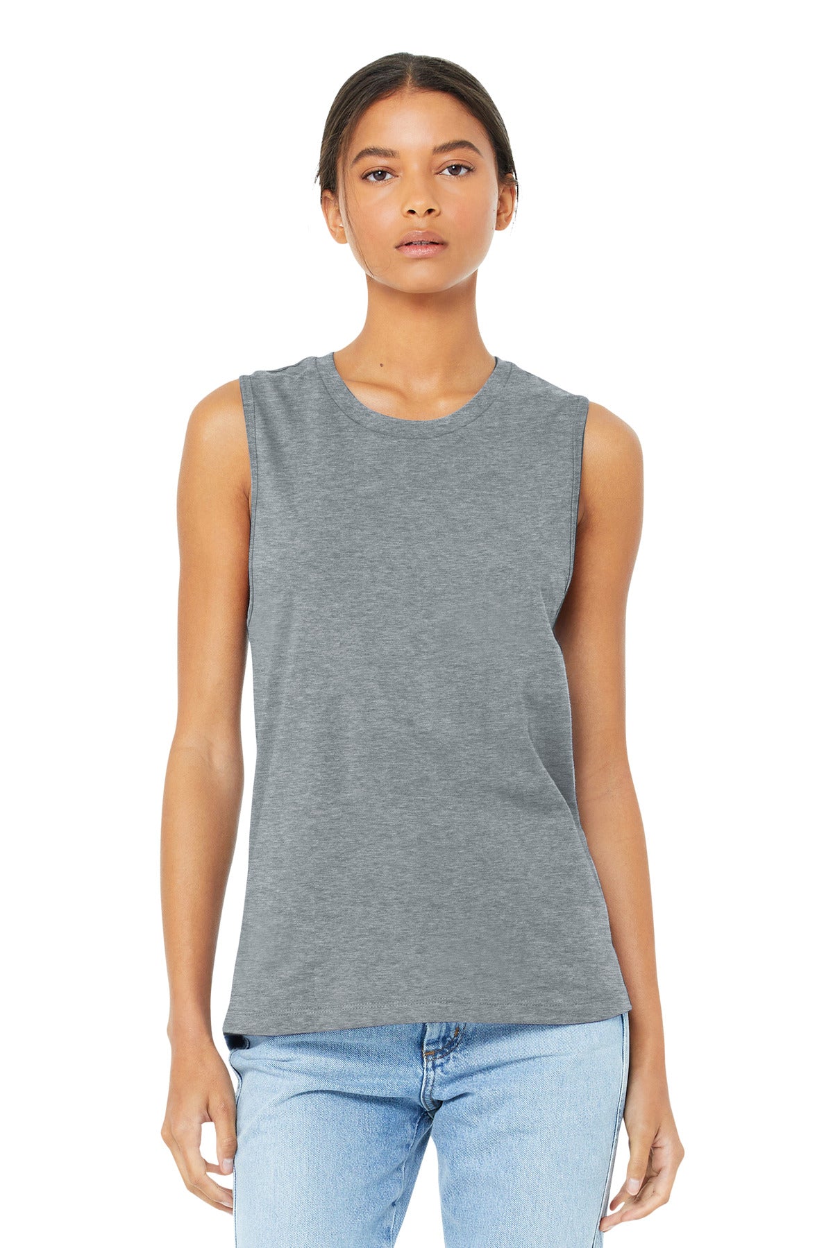 Front View of Athletic Ht BELLA+CANVAS Women's Jersey Muscle Tank. BC6003