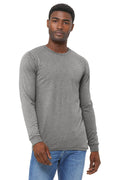 Front View of AthlGreyTB BELLA+CANVAS Unisex Triblend Long Sleeve Tee BC3513