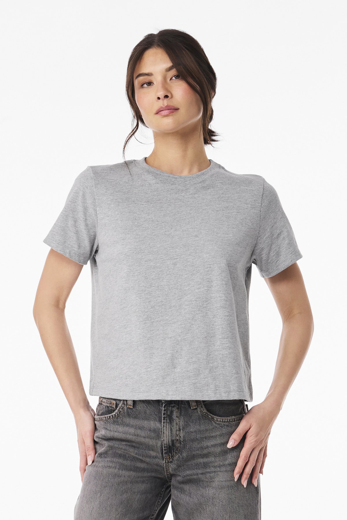 Front View of AthlHthr BELLA+CANVAS Women's 6-Ounce Heavyweight Tee BC6110