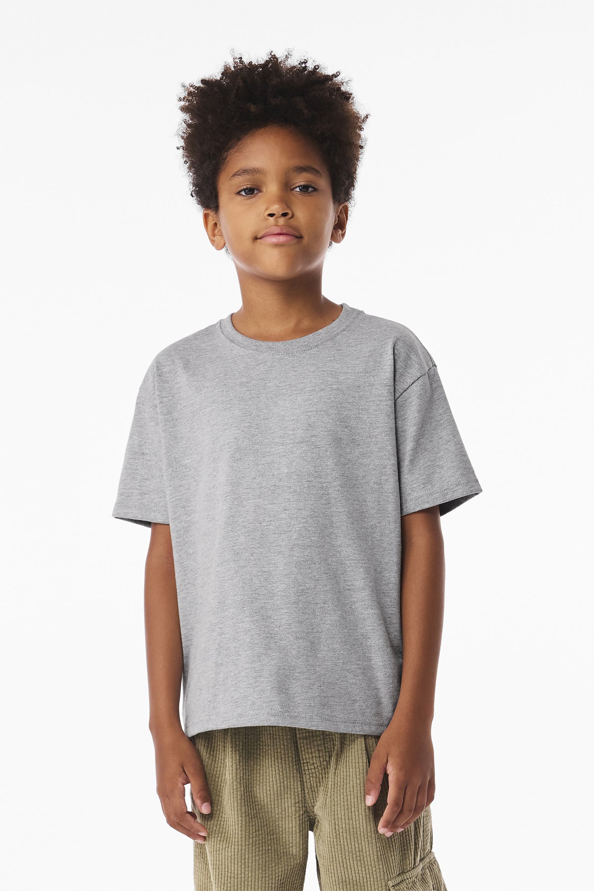 Front View of AthlHthr BELLA+CANVAS Youth 6-Ounce Heavyweight Tee BC3010Y