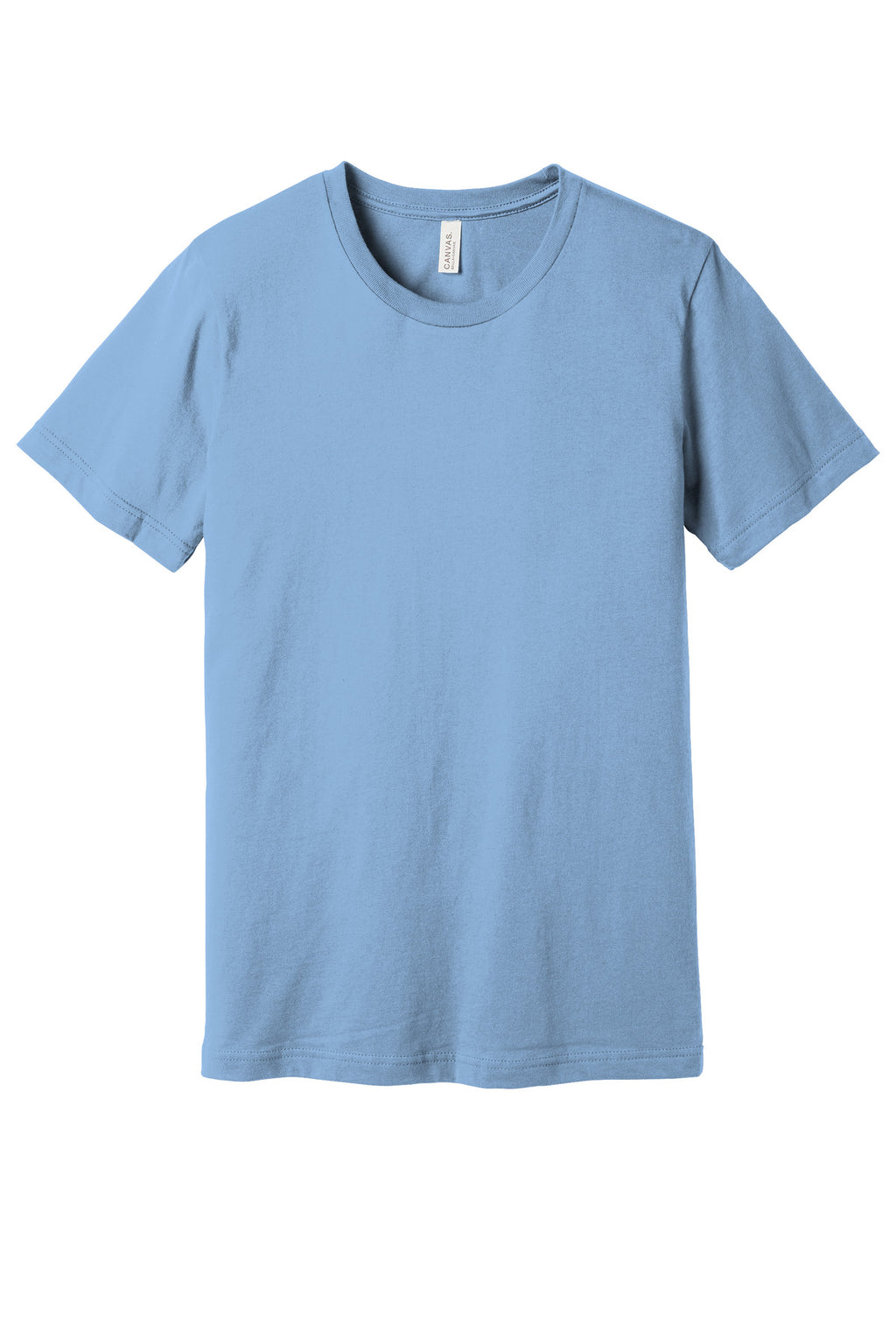 Front View of Baby Blue BELLA+CANVAS Unisex Jersey Short Sleeve Tee. BC3001