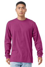 Front View of Berry BELLA+CANVAS Unisex Jersey Long Sleeve Tee. BC3501