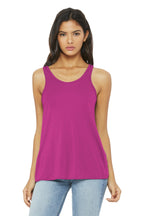 Front View of Berry BELLA+CANVAS Women's Flowy Racerback Tank. BC8800