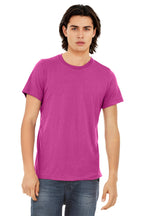 Front View of Berry TB BELLA+CANVAS Unisex Triblend Short Sleeve Tee. BC3413