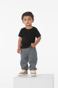 Front View of Black BELLA+CANVAS Infant Jersey Short Sleeve Tee BC3001B