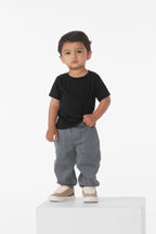 Front View of Black BELLA+CANVAS Infant Jersey Short Sleeve Tee BC3001B
