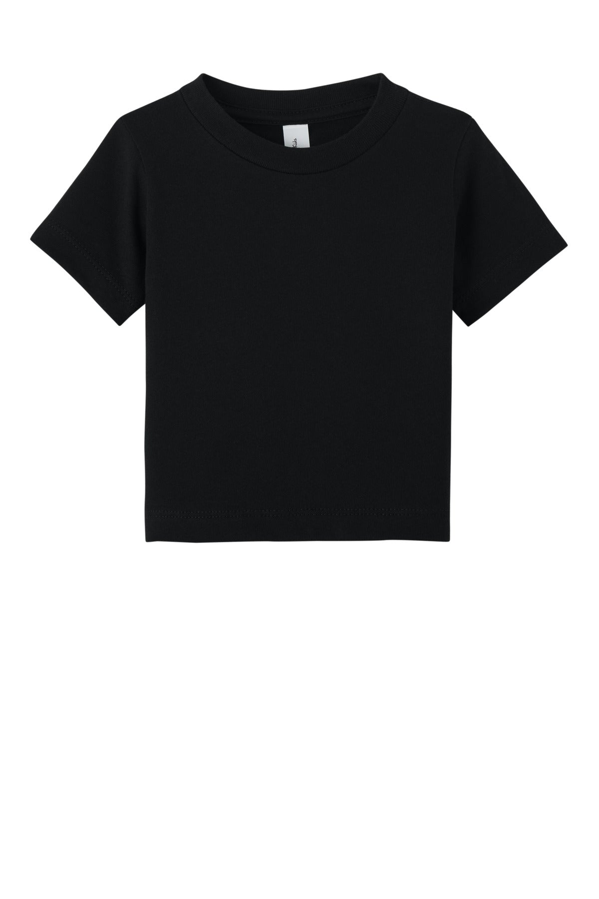 Front View of Black BELLA+CANVAS Infant Jersey Short Sleeve Tee BC3001B