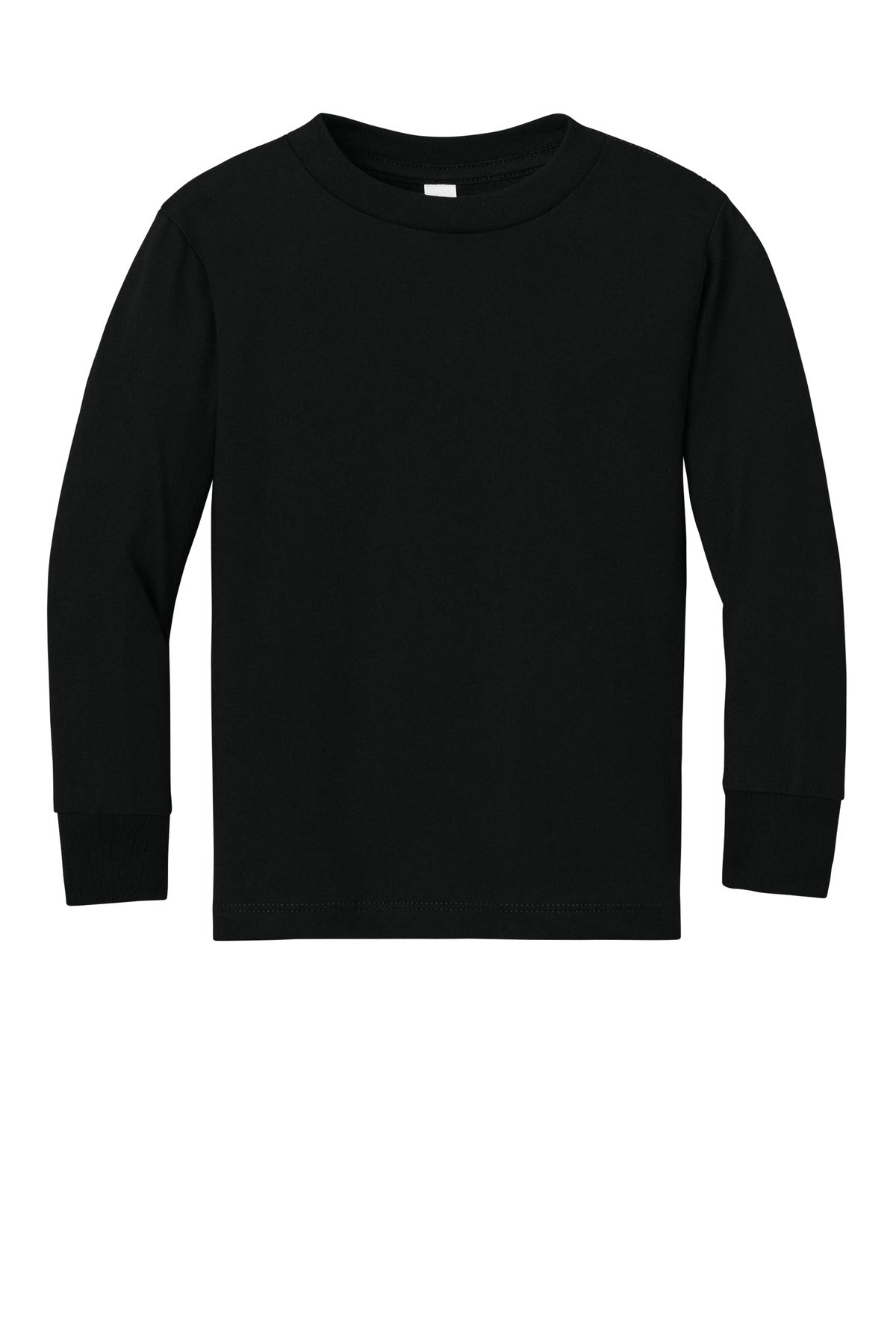 Front View of Black BELLA+CANVAS Toddler Jersey Long Sleeve Tee BC3501T