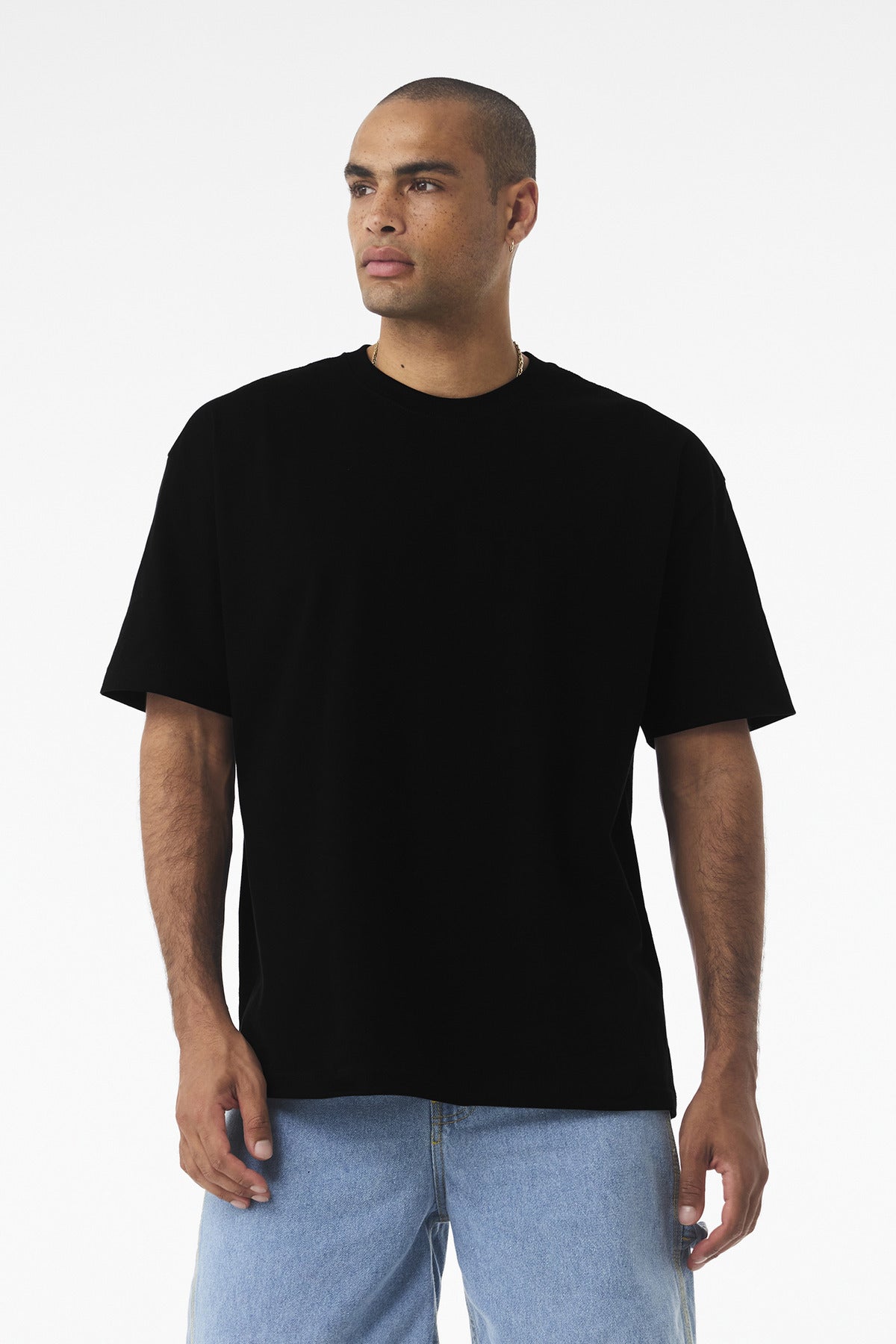Front View of Black BELLA+CANVAS Unisex 7.5-Ounce Heavyweight Tee BC4610