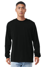 Front View of Black BELLA+CANVAS Unisex Jersey Long Sleeve Tee. BC3501