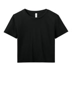 Front View of Black BELLA+CANVAS Women's Flowy Cropped Tee BC8882