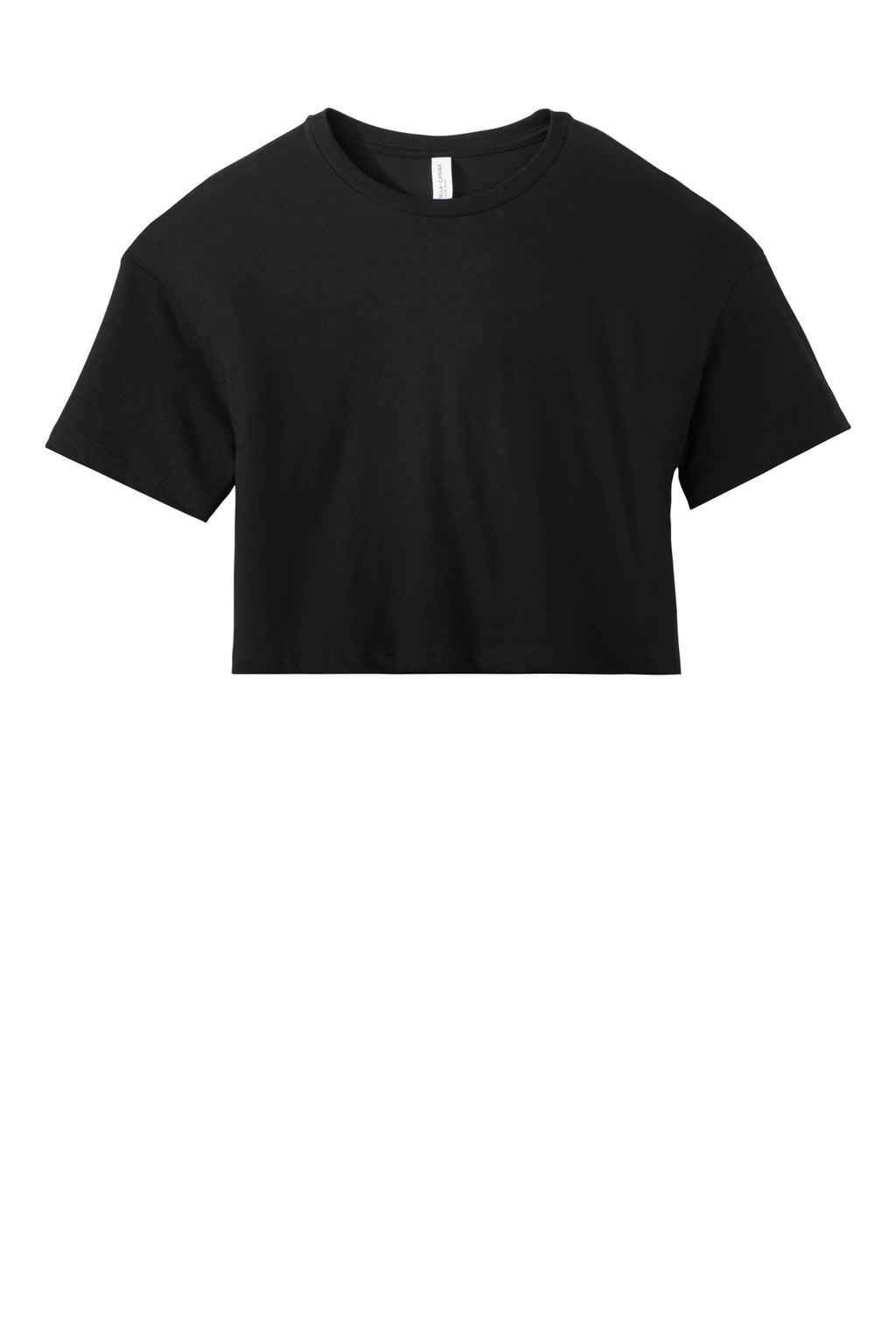 Front View of Black BELLA+CANVAS Women's Jersey Crop Tee BC6482