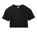 Front View of Black BELLA+CANVAS Women's Jersey Crop Tee BC6482