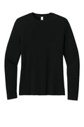 Front View of Black BELLA+CANVAS Women's Jersey Long Sleeve Tee BC6500