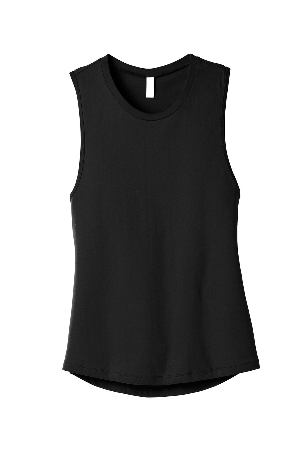 Front View of Black BELLA+CANVAS Women's Jersey Muscle Tank. BC6003