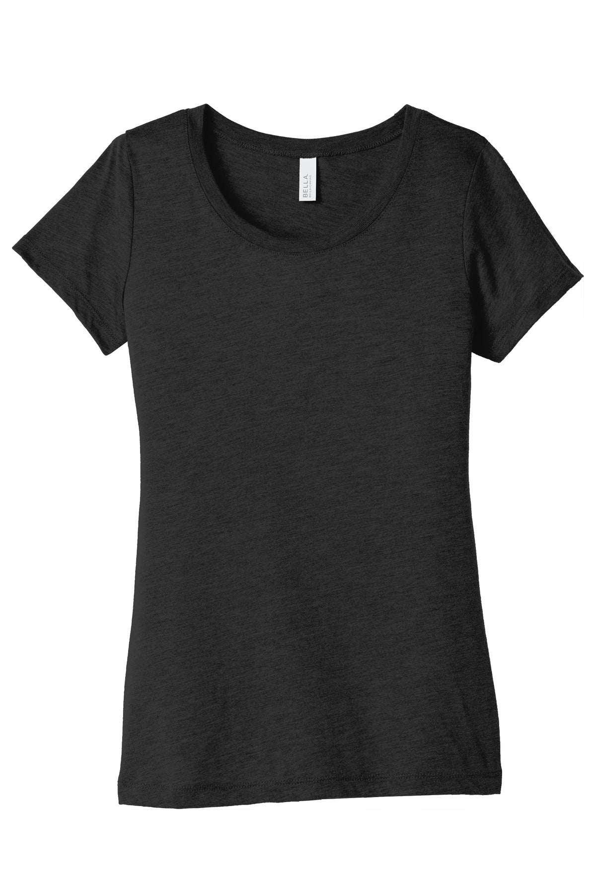 Front View of Black Ht TB BELLA+CANVAS Women's Triblend Short Sleeve Tee. BC8413