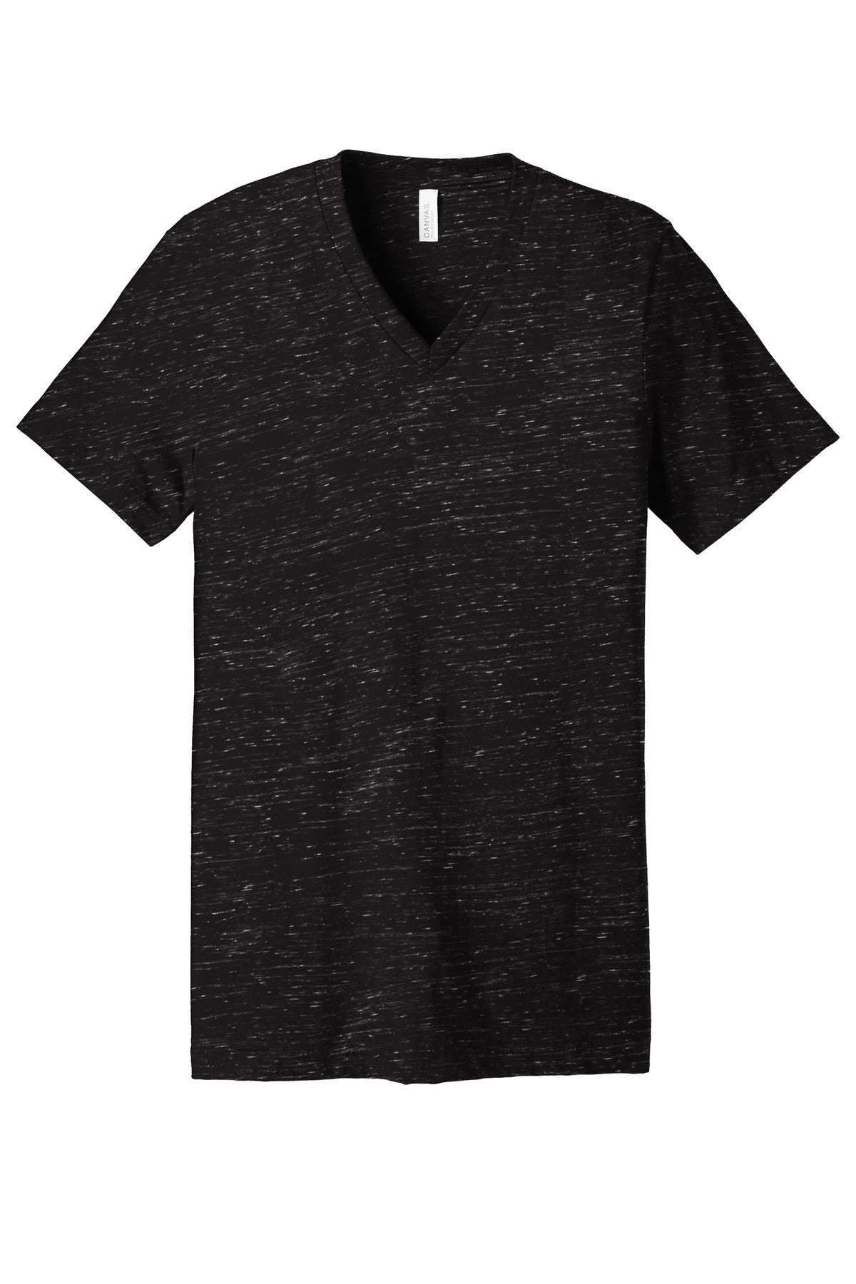 Front View of BlackMrbl BELLA+CANVAS Unisex Textured Jersey V-Neck Tee BC3655