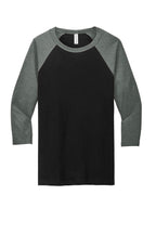 Front View of Blck/Deep Ht BELLA+CANVAS Unisex 3/4-Sleeve Baseball Tee. BC3200