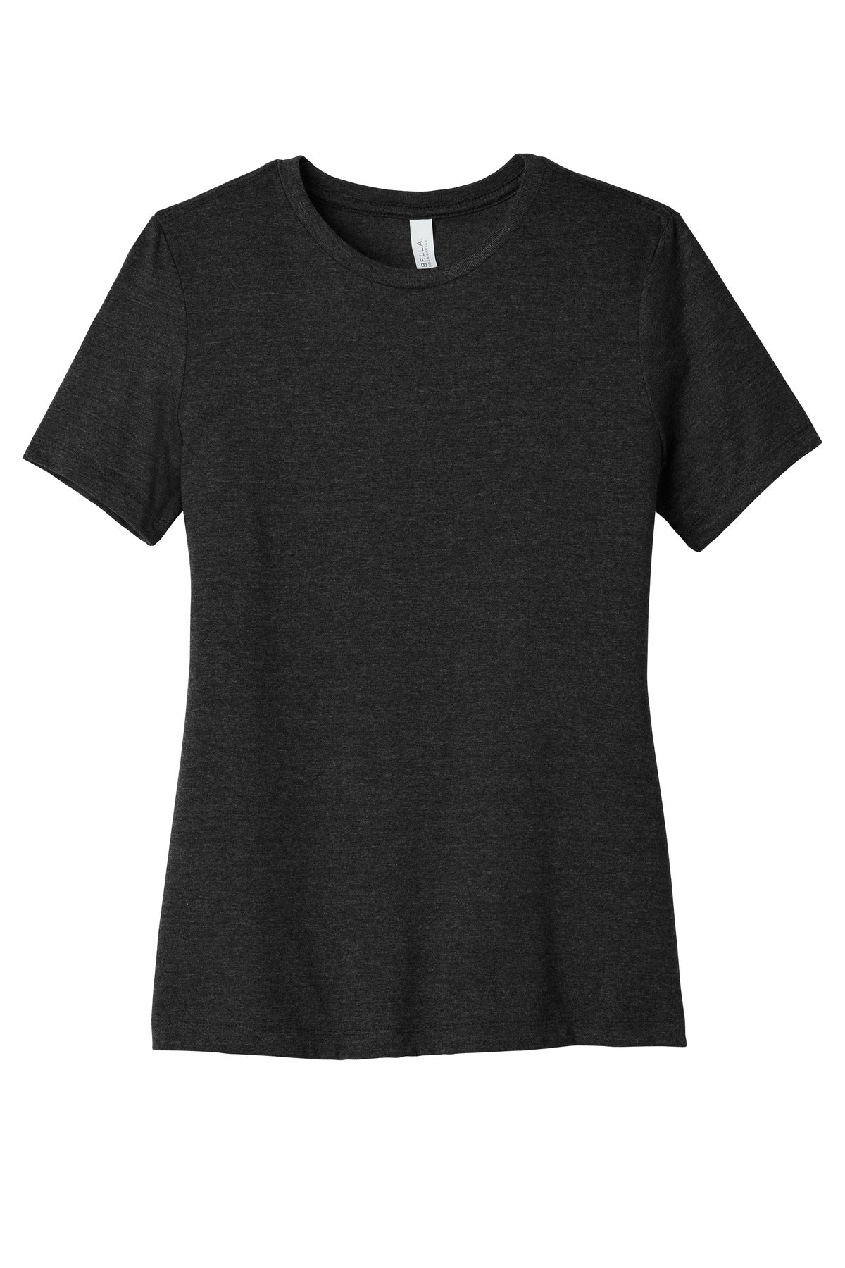Front View of BlkHthr BELLA+CANVAS Women's Relaxed CVC Tee BC6400CVC