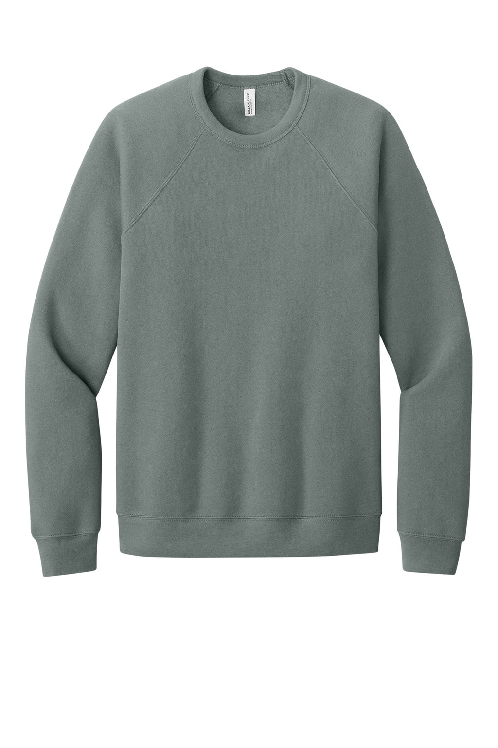 Front View of BlueStorm BELLA+CANVAS Unisex Sponge Fleece Raglan Sweatshirt. BC3901
